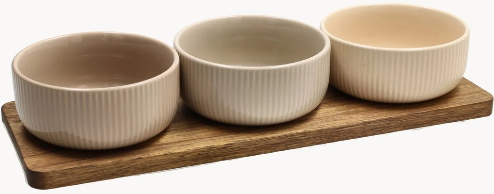 Porseleinen dipschalen Tapas met dienblad, 4-delig