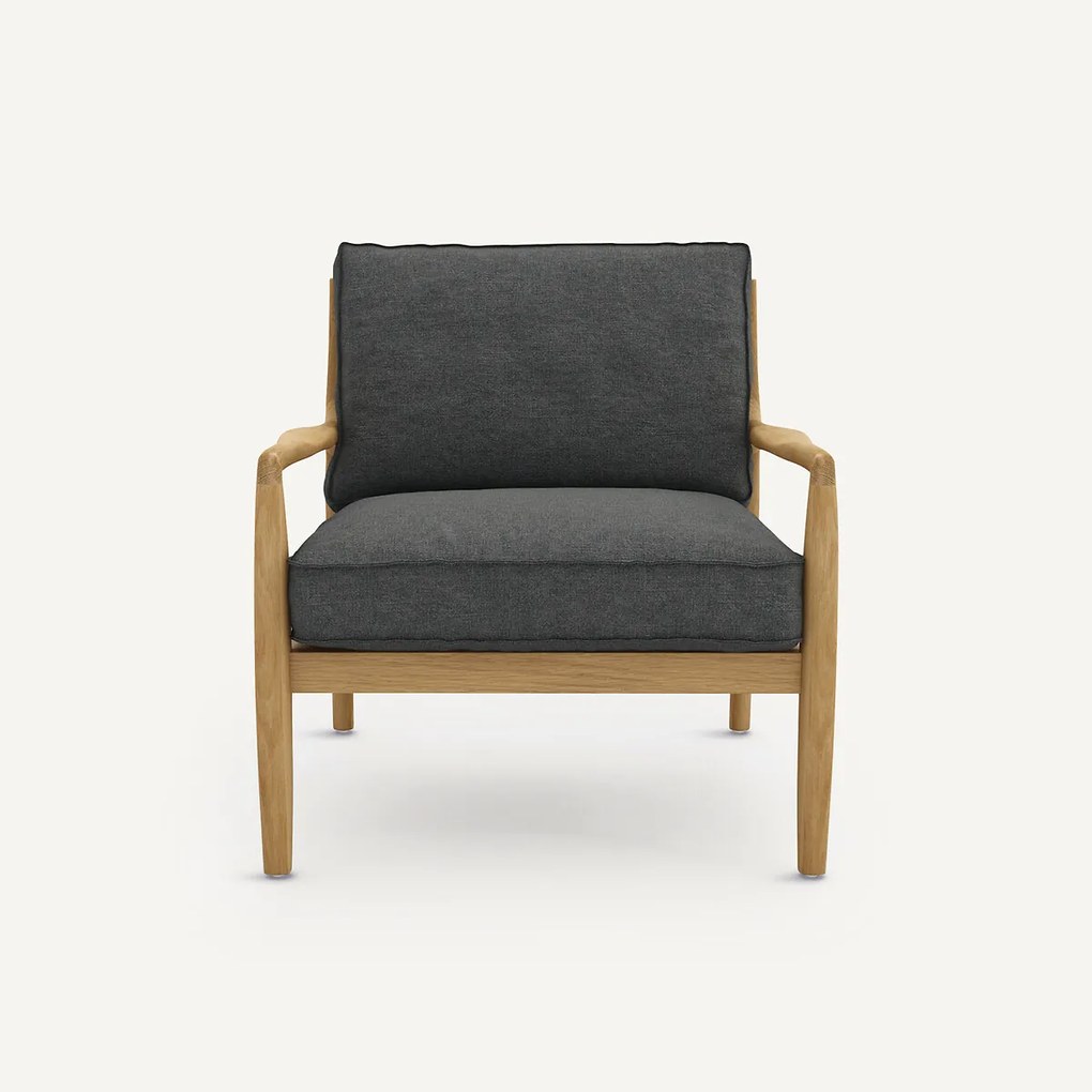 Fauteuil van eiken, fineer en linnen, Dilma
