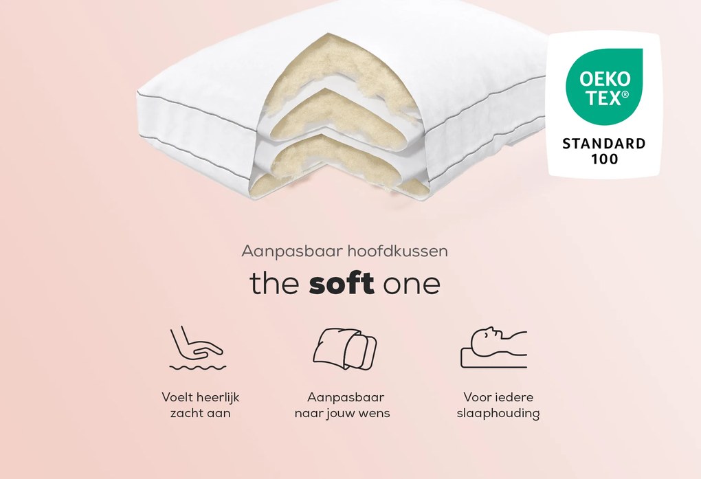 Aanpasbaar Hoofdkussen The Soft One – Bij Swiss Sense