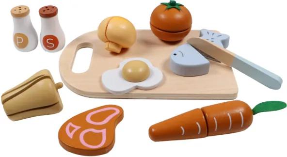 Wooden Chopping Board With Food - Houten speelgoed