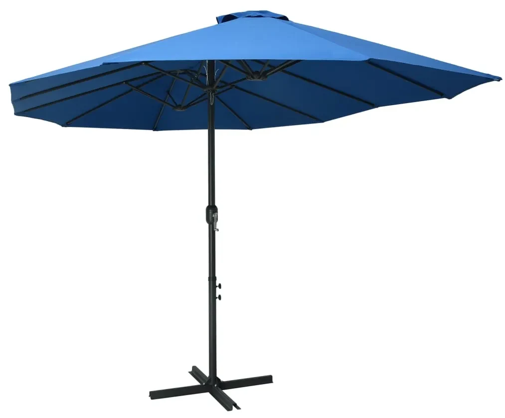 vidaXL Parasol met aluminium paal 460x270 cm blauw