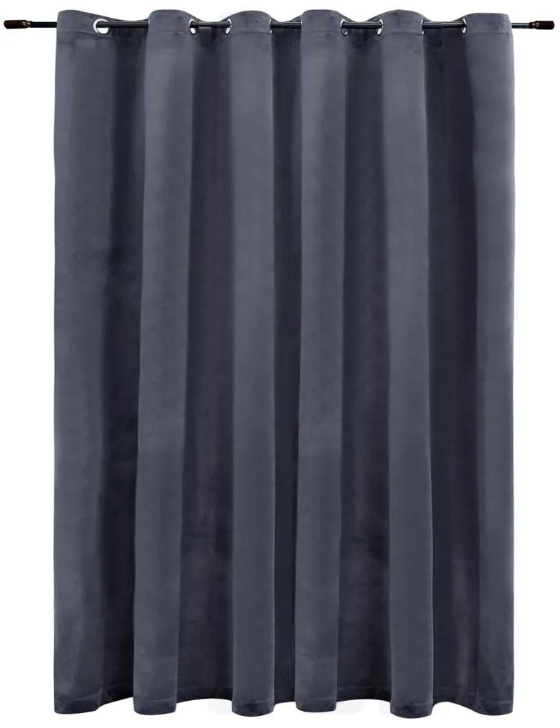 vidaXL Gordijn verduisterend met ringen 290x245 cm fluweel antraciet