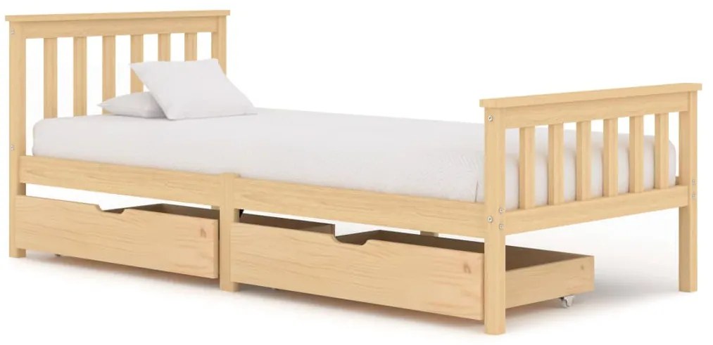 vidaXL Bedframe met 2 lades massief grenenhout 100x200 cm