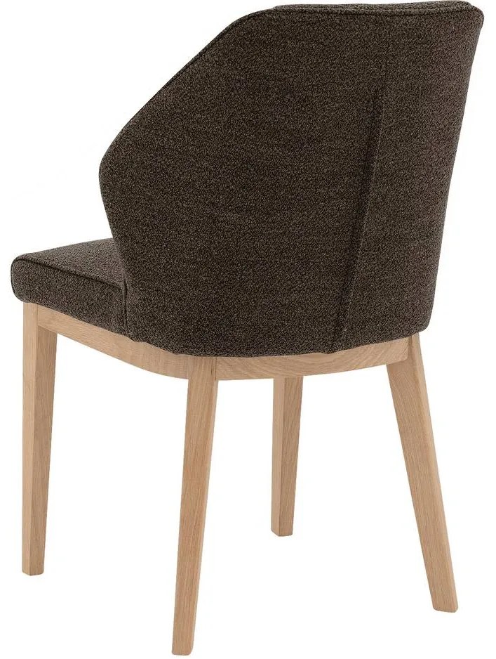 Goossens Eetkamerstoel Koncept donkerbruin stof leuning, modern design