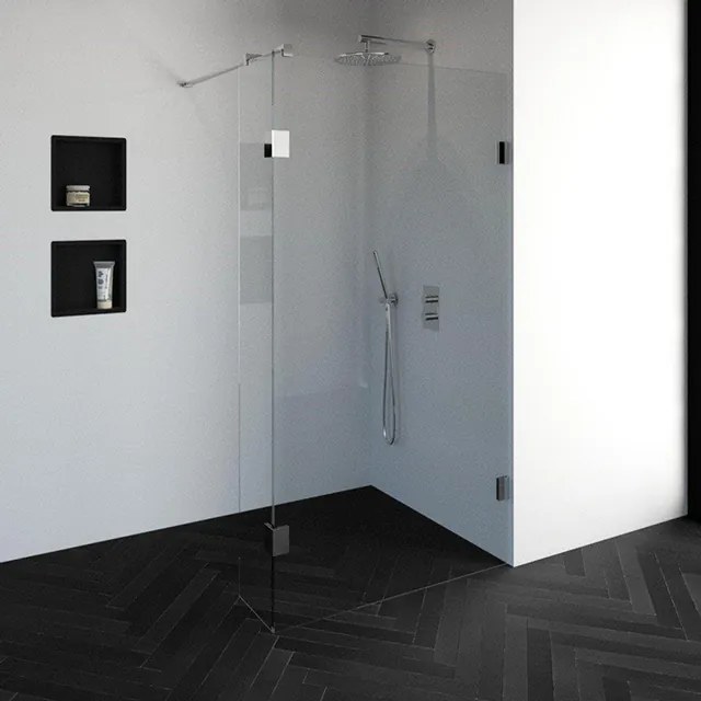 BRAUER Void inloopdouche helder glas 110x200 met 30 zijwand incl. glascoating chroom GS-VOI2H11030200CE