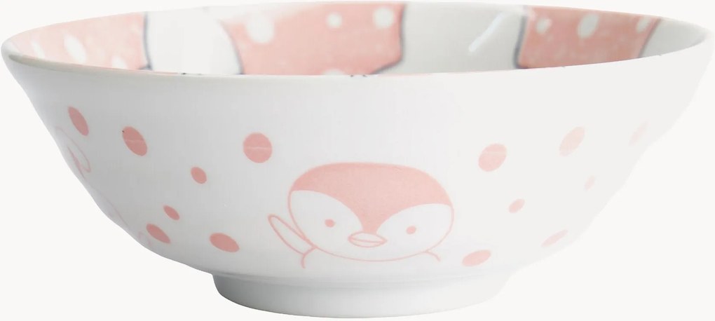 Porseleinen ramenkommen Pink Kawaii Animals, 3-delig