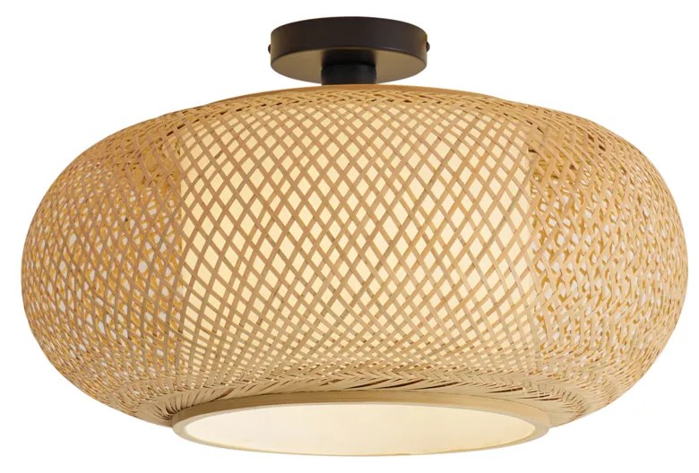 Smart plafondlamp bamboe met witte binnenkant incl. Wifi A60 - Liva