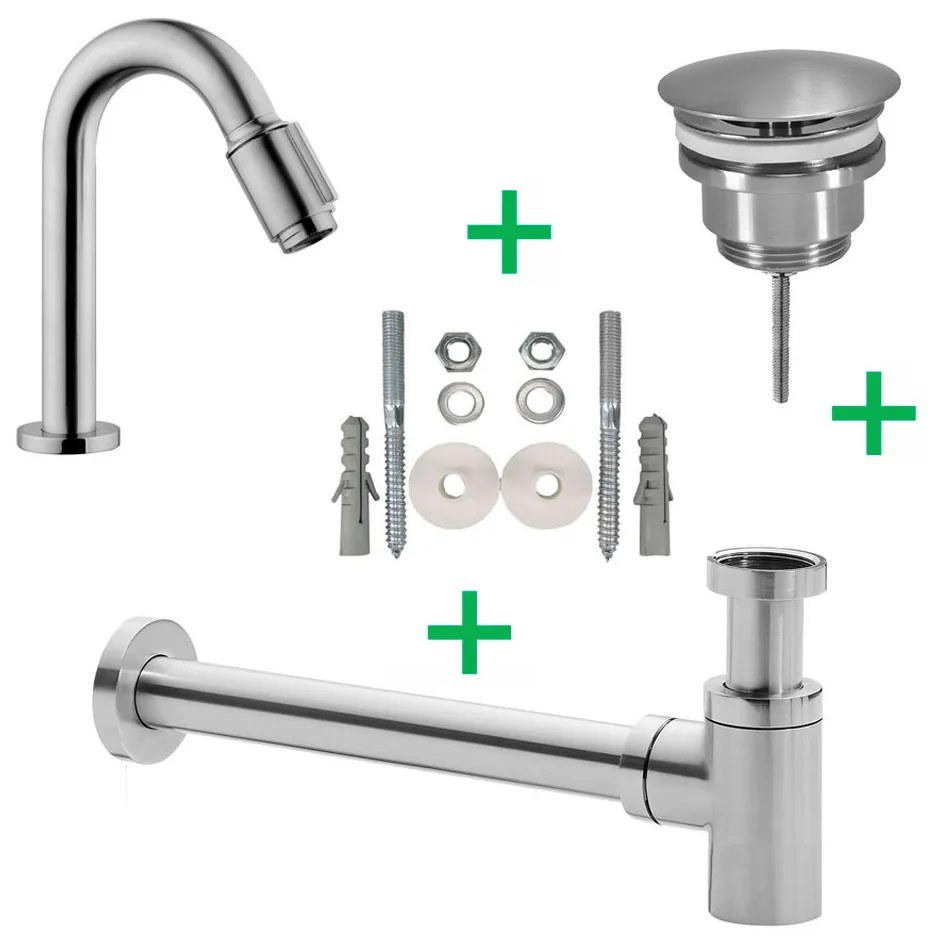 Mueller Round fonteinkraanset RVS