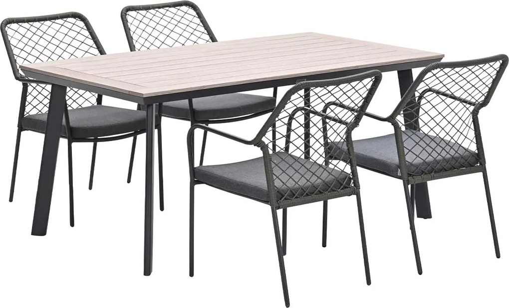Garden Impressions Ross tuinset 5-delig mosgroen - Penedo tuintafel 160x90 cm