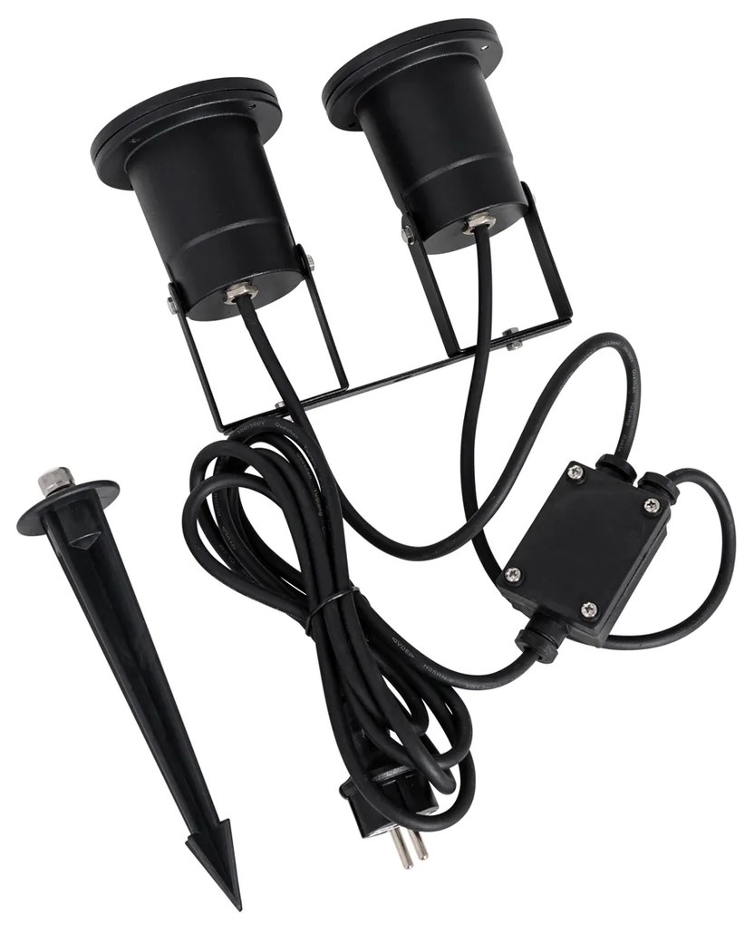 Tuinspot zwart incl. snoer en stekker 2-lichts IP65 - Basic