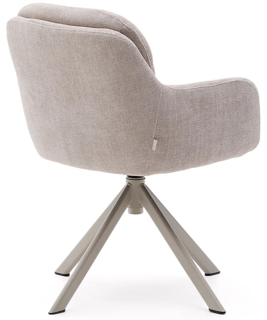 Kave Home Lexa Draaibare Eetkamerstoel Beige Chenille