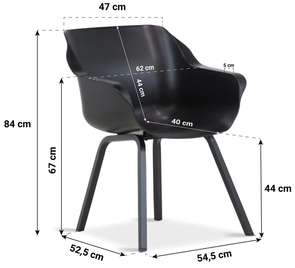 Tuinset 6 personen 240 cm Kunststof Zwart Hartman Sophie