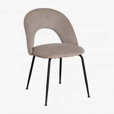 Set Van 2 Eetkamerstoelen Van Corduroy Glorys Grijs – Taupe – Koel & Zwart - Sklum