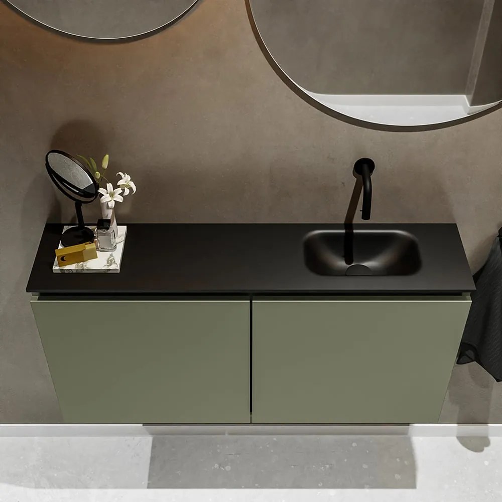 Mondiaz Ture 100cm toiletmeubel army met wastafel urban rechts geen kraangat