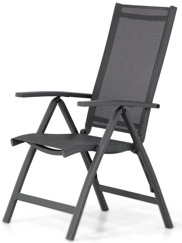 Tuinset Ronde Tuintafel 4 personen 125 cm Aluminium/Textileen /Aluminium/textileen Grijs Presto Vasto/Ancona