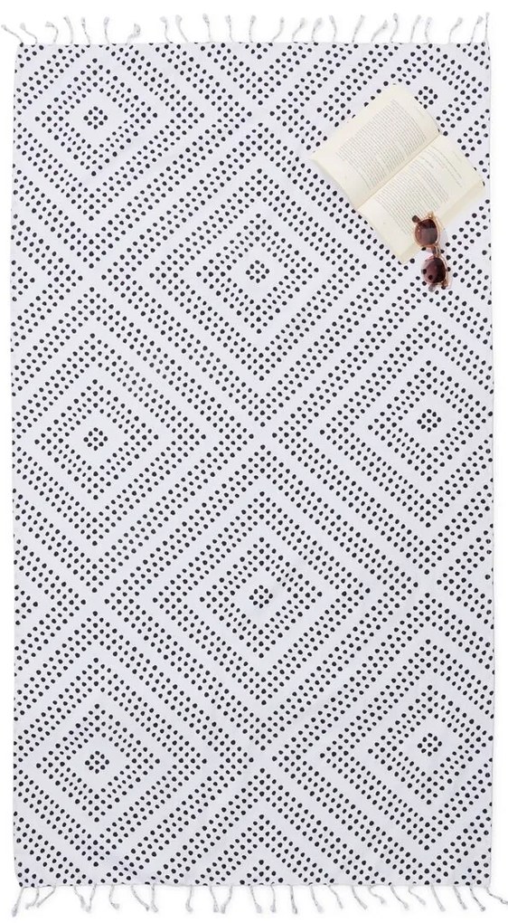 HEMA Hamamdoek 90x160 Stip Wit/zwart (zwart/wit)