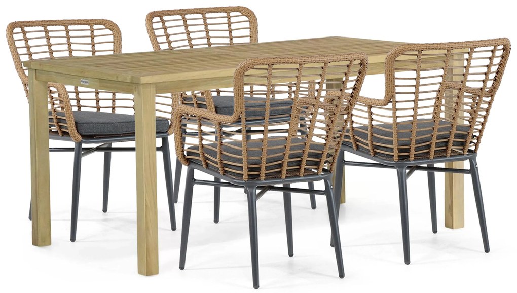 Tuinset 4 personen 160 cm Aluminium/Wicker Taupe De Laan Projects