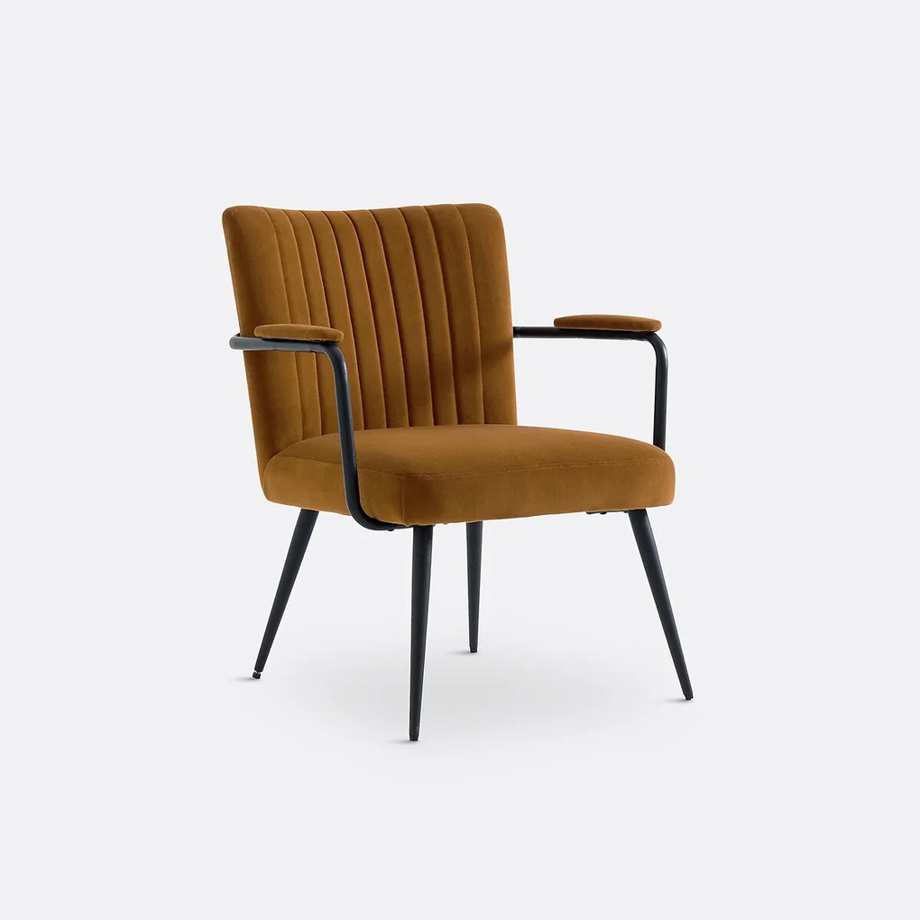 Vintage fluwelen fauteuil met armleuningen, Ronara