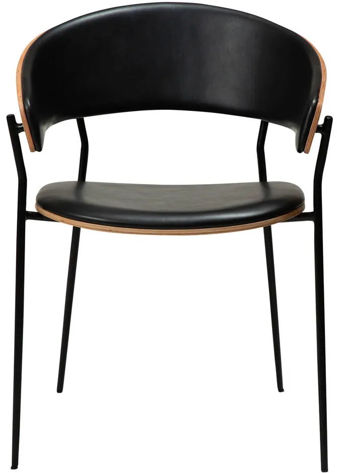 Goossens Eetkamerstoel Geneve zwart kunstleer met armleuning, modern design