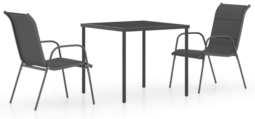 vidaXL 3-delige Tuinset staal antracietkleurig