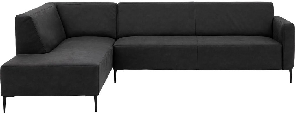 Goossens Key West antraciet, micro leer, 3-zits, modern design met ligelement links
