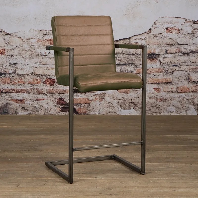 Stoere Barstoel Industrieel Bull Brown