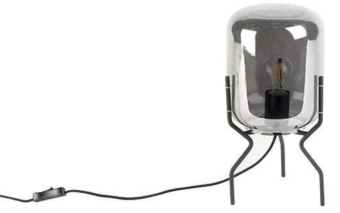 Design tafellamp zwart met smoke glas - Bliss