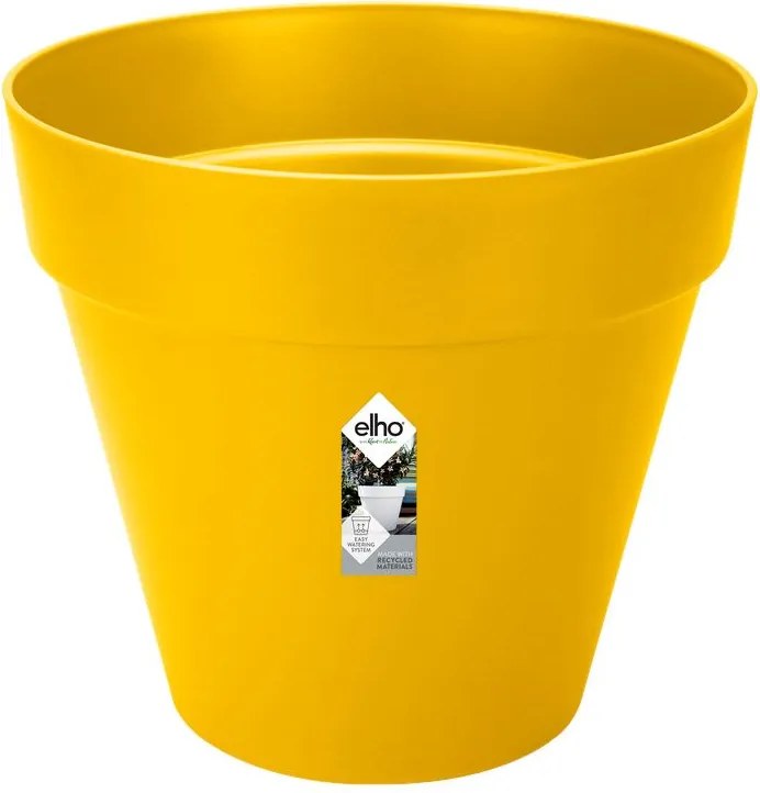 elho bloempot Loft Urban Rond Wielen 40 - Oker (Geel) - Diameter 39 x H 35 cm