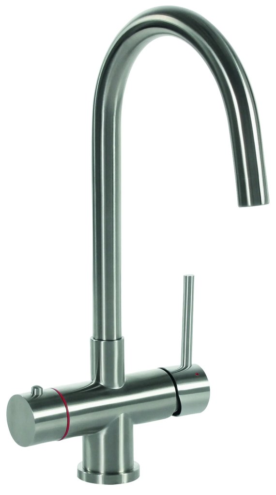 Selsiuz Inox kokend water kraan met titanium combi extra boiler en C-uitloopkraan inox