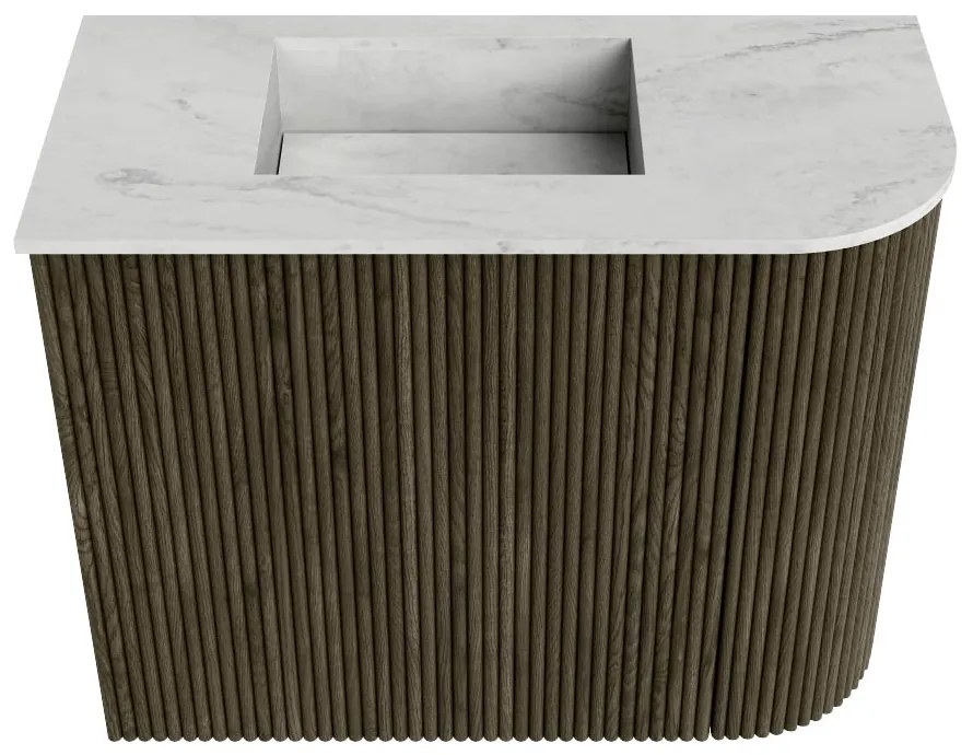 Mondiaz Joya DLux 50cm toiletmeubel ronding rechts shadow met wastafel faye links zonder kraangat opalo