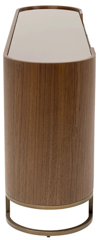 Ovaal Dressoir Walnoot En Messing - 180x42x80cm.