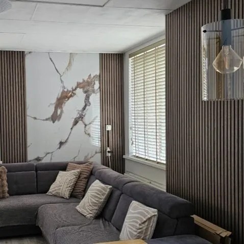 AKU Paneel Akoestisch Vilt Walnoot 270x60x2,1cm - 270 cm x 60 cm x 2.1 cm | 10 kg | Paneli akoestische wandpanelen - AKU Wandpanelen