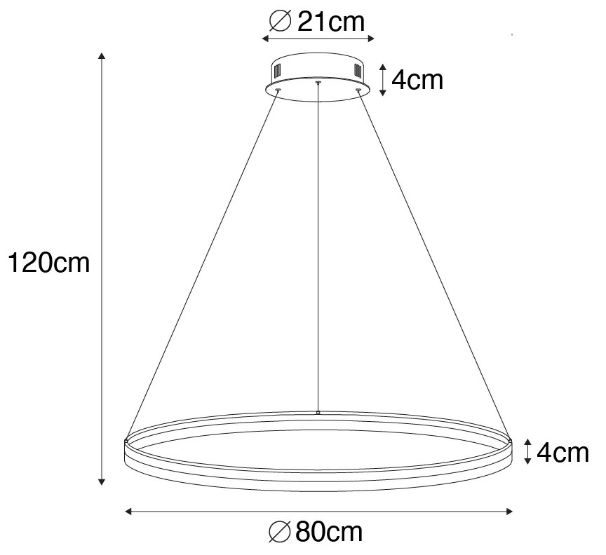 Hanglamp donkerbrons 80 cm incl. LED 3-staps dimbaar - Anello Modern rond Binnenverlichting Lamp