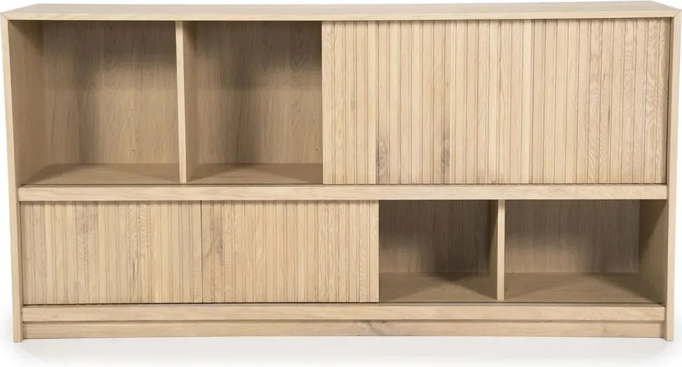 Eiken Dressoir Met Schuifdeuren Naturel - 180x42x90cm.