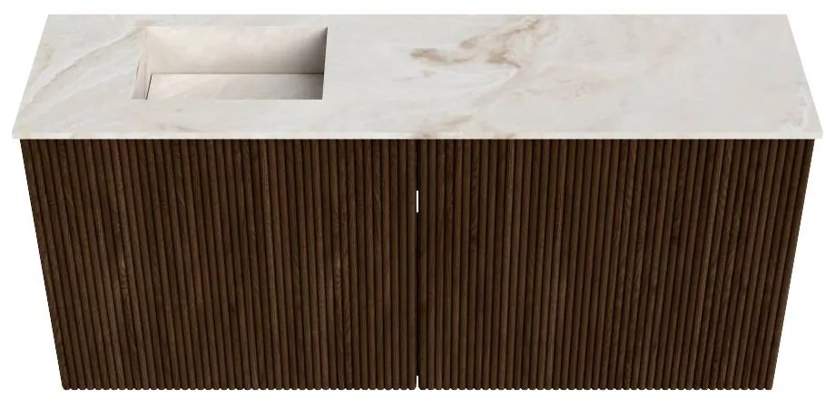 Mondiaz Joya DLux 90cm toiletmeubel walnut met wastafel faye links 1 kraangat frappe