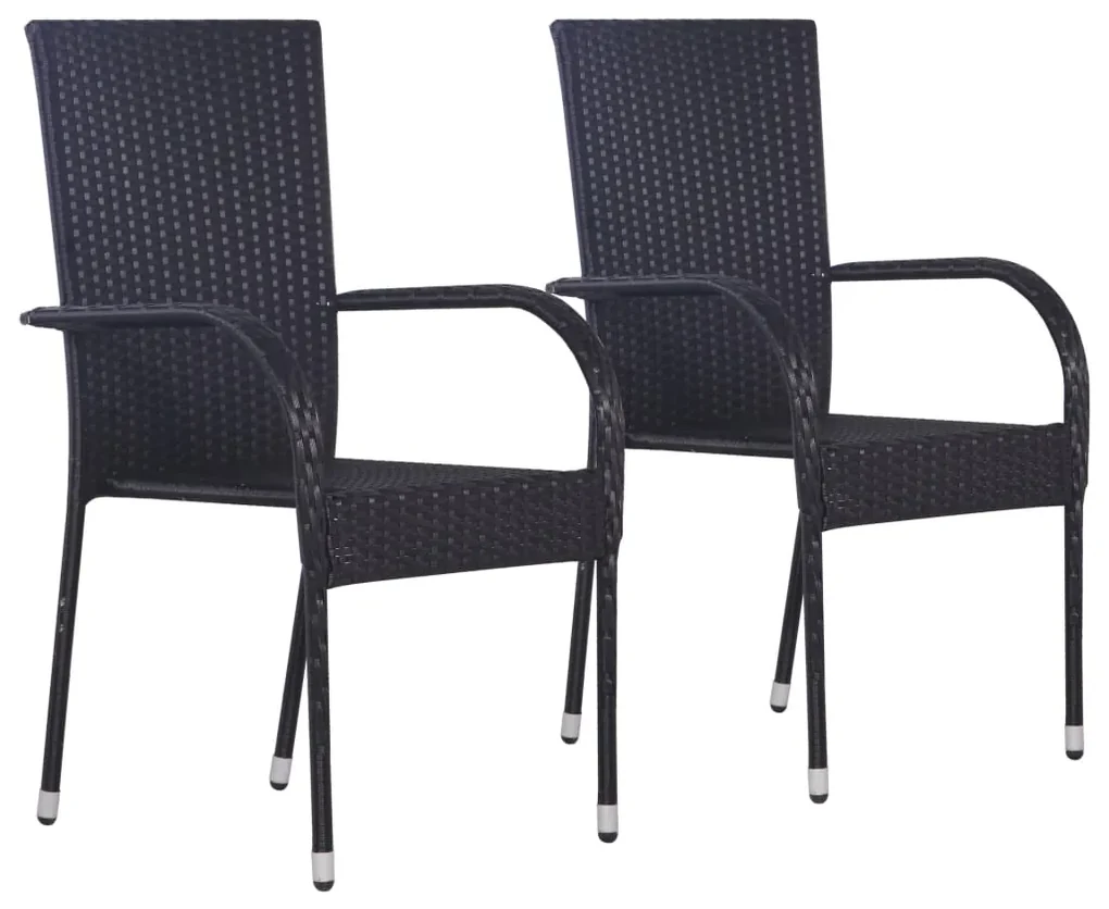 vidaXL 3-delige Tuinset poly rattan zwart