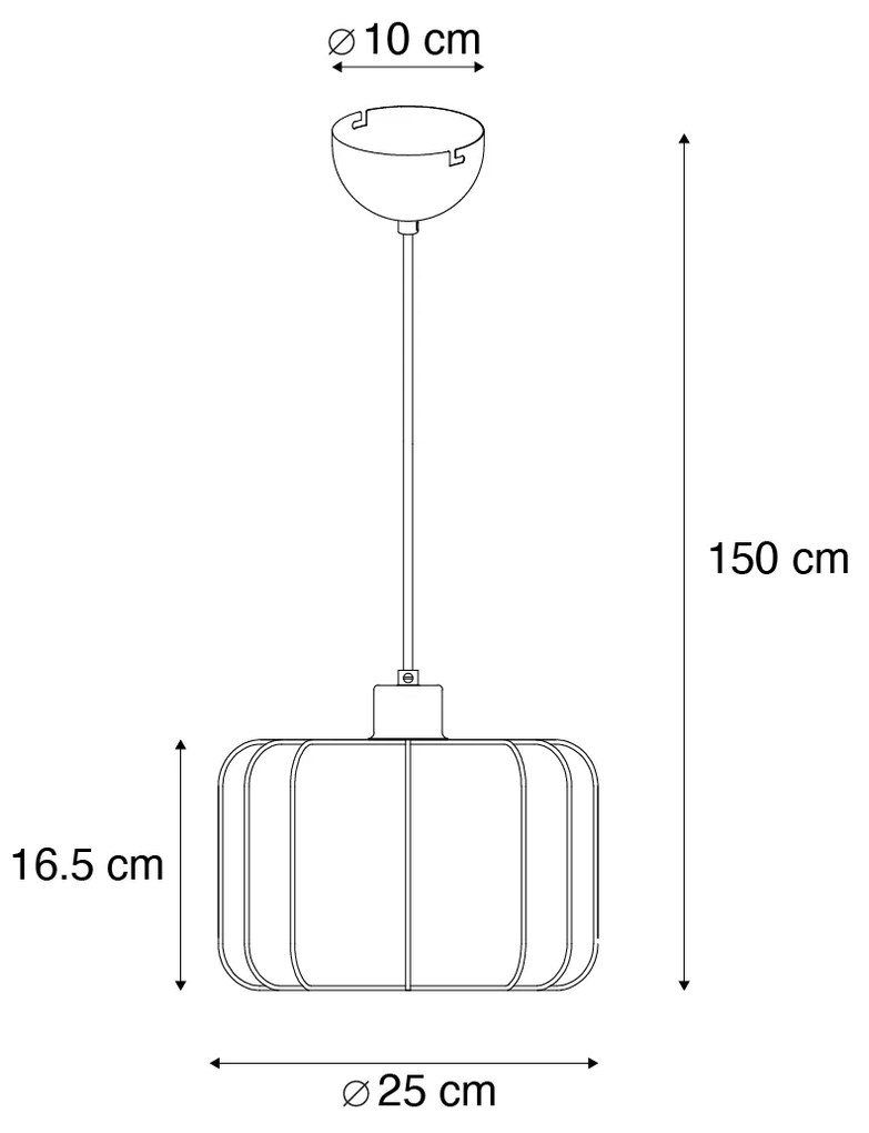 Japandi hanglamp zwart met wit 25cm - MadleineJapandi E27 Scandinavisch rond Binnenverlichting Lamp