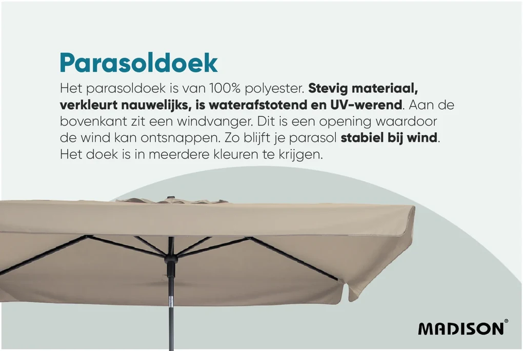 Madison stokparasol Delos luxe Ecru 200x300 cm.