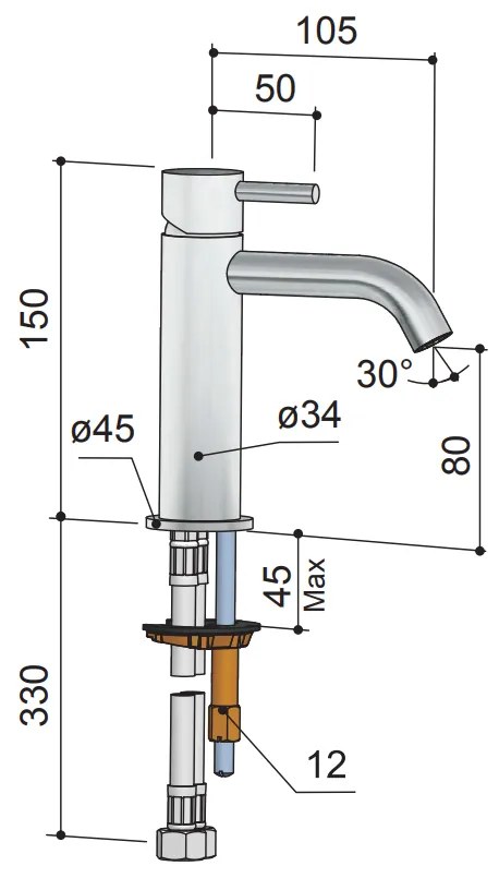 Hotbath Laddy Wastafelkraan Geborsteld Nikkel L003