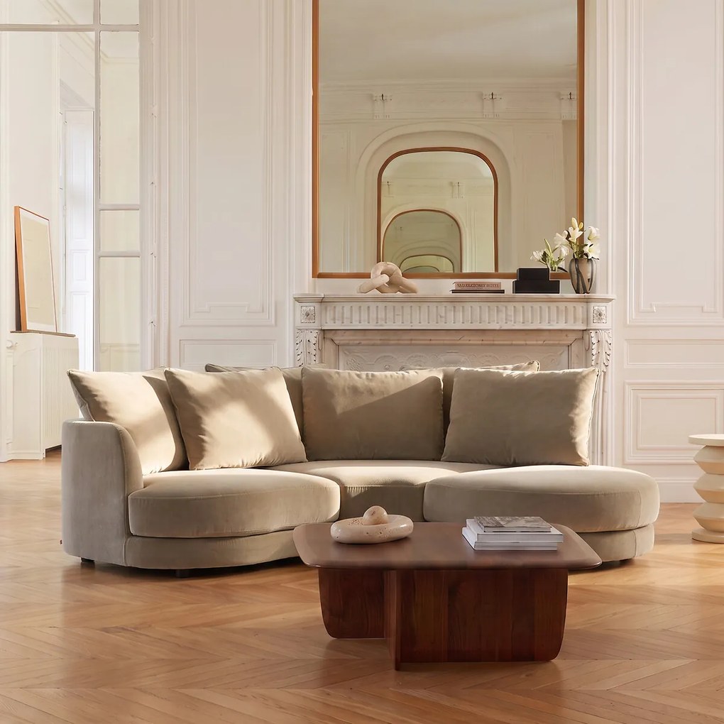 Modulaire hoekbank in stonewashed fluweel, TIBERIO