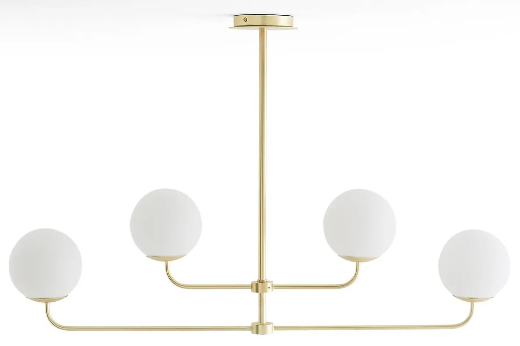 Hanglamp in messing en opaline glas, Moricio