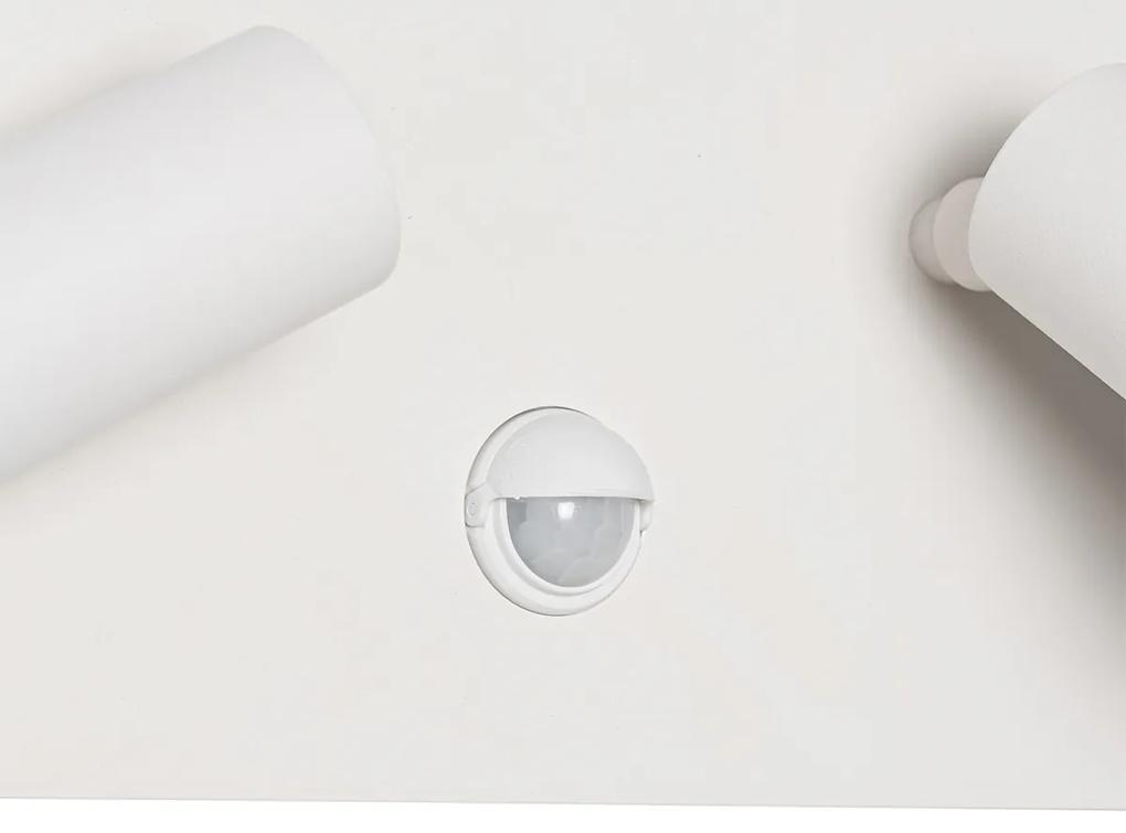 Buiten wandlamp met bewegingsmelder wit incl. LED 2-lichts bewegingssensor- Simon Modern IP54 Buitenverlichting