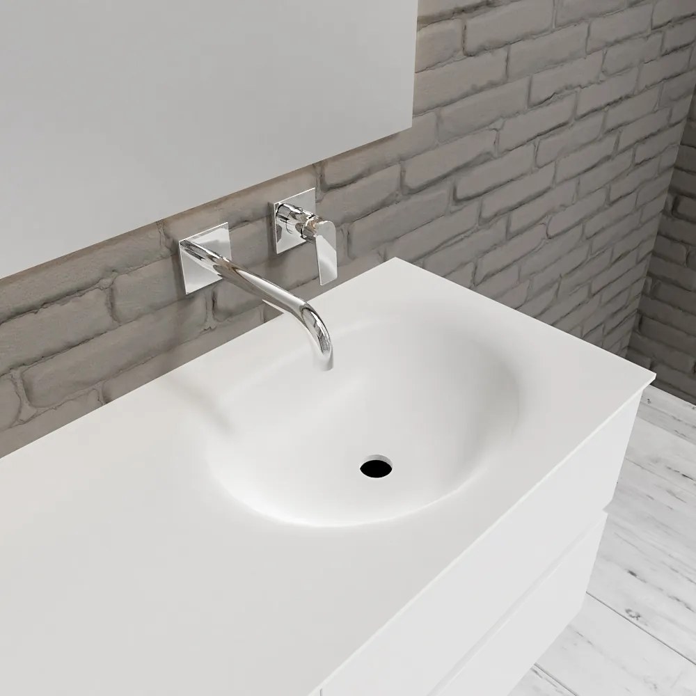 Zaro Sevilla Solid Surface badmeubel 120cm mat wit zonder kraangat spoelbak rechts 4 lades