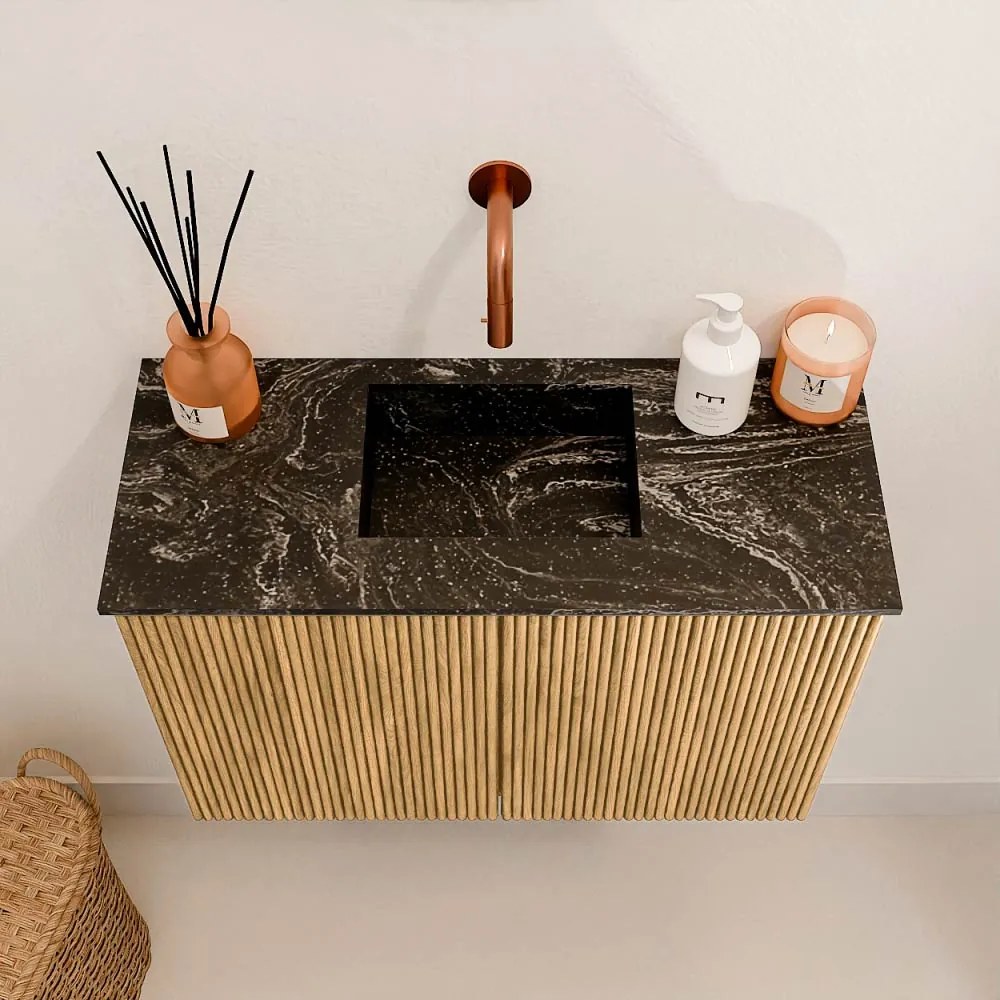 Mondiaz Joya DLux 60cm toiletmeubel oak met wastafel faye midden zonder kraangat lava