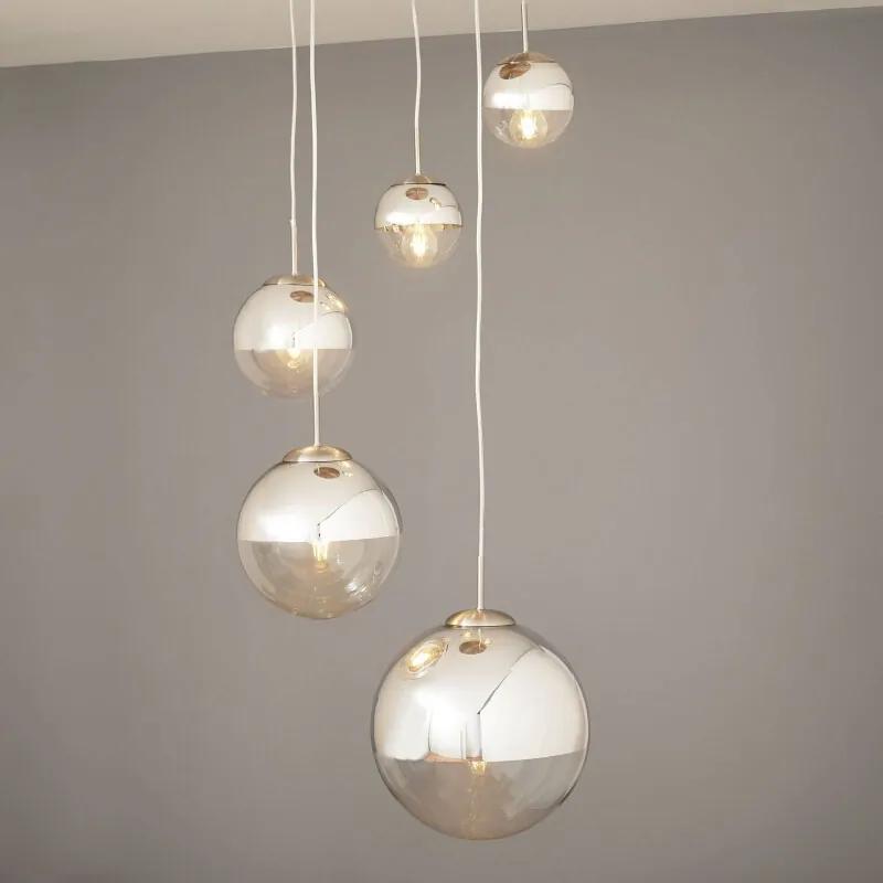 Hanglamp Ravena met glazen bollen, 5 lampen - lampen-24