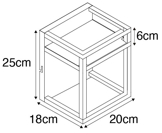 Industriële wandlamp zwart met rek - Cage Rack