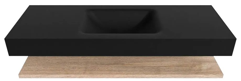 Zaro Alan badmeubel 130cm met planchet washed oak en vrijhangende wastafel cloud midden zonder kraangat urban
