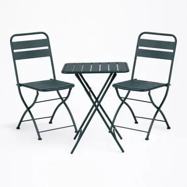 Tuinset met een inklapbare tafel (60X60 cm) & 2 Klapstoelen Janti - Sklum