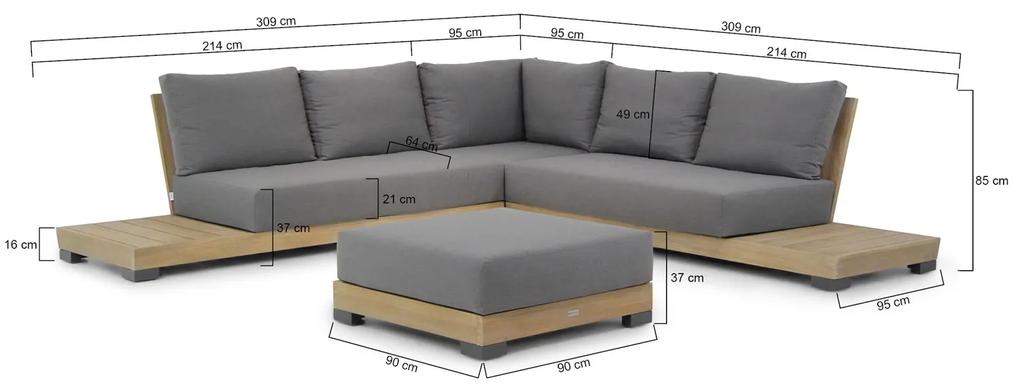 Platform Loungeset Teak Old teak greywash 5 personen Lifestyle Garden Furniture Hilton