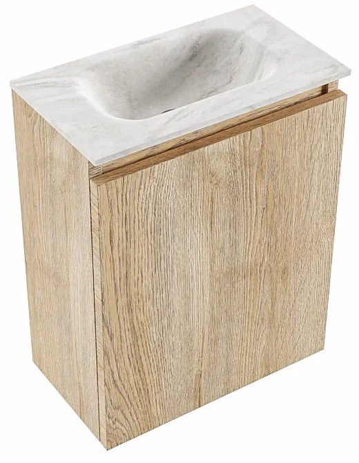 Mondiaz Ture DLux toiletmeubel 40cm washed oak met wastafel ostra midden zonder kraangat